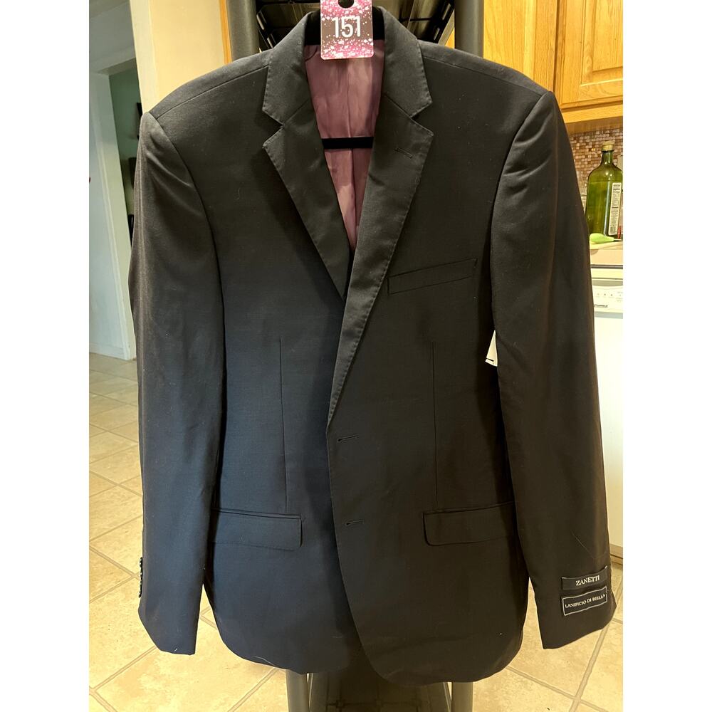 Zanetti Men's navy suitcoat, 44L, Pure Wool, NWT, MSRP$129, $45